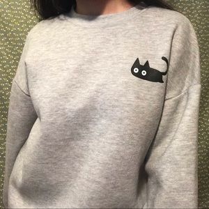 Black Cat Graphic Sweater / Pullover